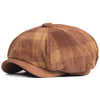 &quot;NY&quot; Plaid Newsboy Corduroy Cap