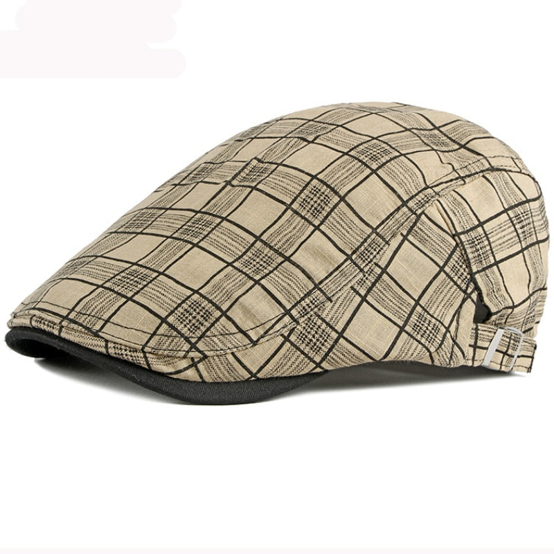 "Blackbird" Plaid Cotton Flat Cap