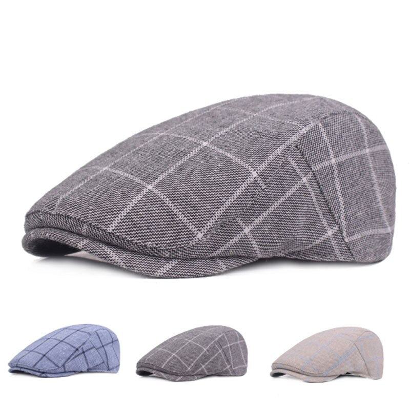 "Schneider" Plaid Cotton Flat Cap